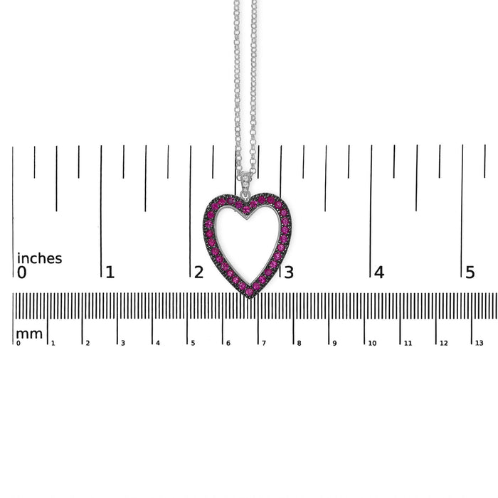 1/3 Ct. T.W. Diamond and Ruby Black Rhodium Open Heart Pendant Necklace in 18K White Gold, photo 5