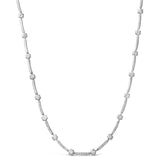 Collar de estaciones de flor y barra con diamantes de 1 ct. p.t. en oro blanco de 14K