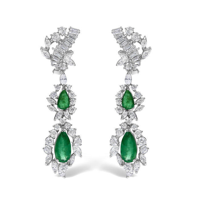 Conjunto de collar, pulsera y aretes con diamantes de 38 ct. p.t. y esmeralda brasileña de 19 3/4 ct. p.t. en platino, foto 4