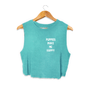 Puppies Make Me Happy Motto Crop Top in teal