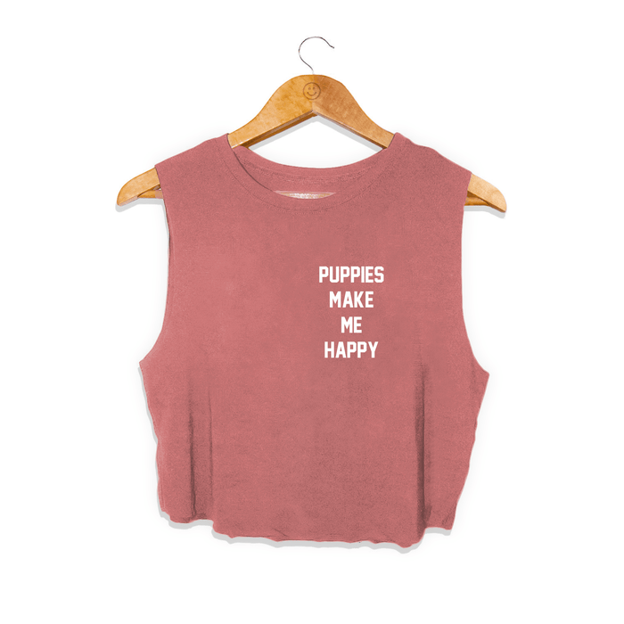 Puppies Make Me Happy Motto Crop Top