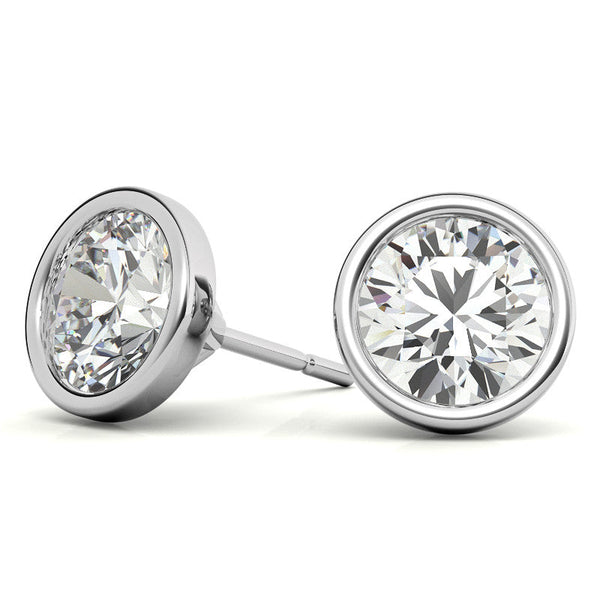 4.00 CTW Lab-Grown Diamond Bezel Stud Earrings in 14K Gold, photo 1