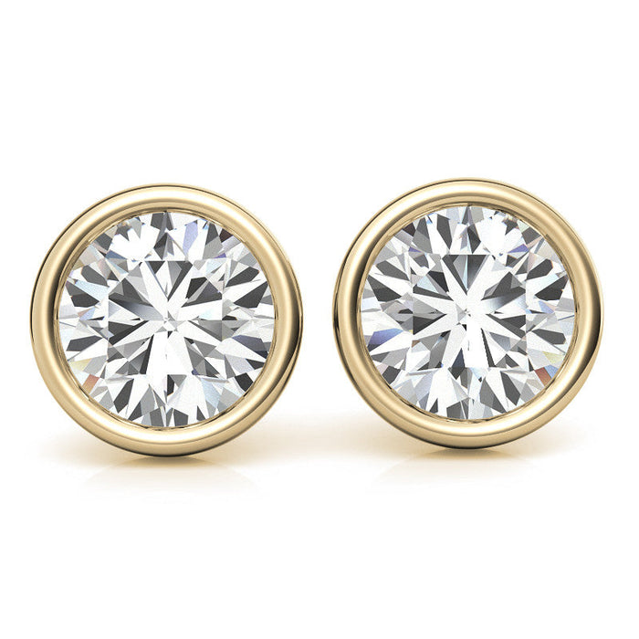 Aretes de botón con bisel y diamantes cultivados en laboratorio de 3.00 CTW en oro de 14K, foto 6