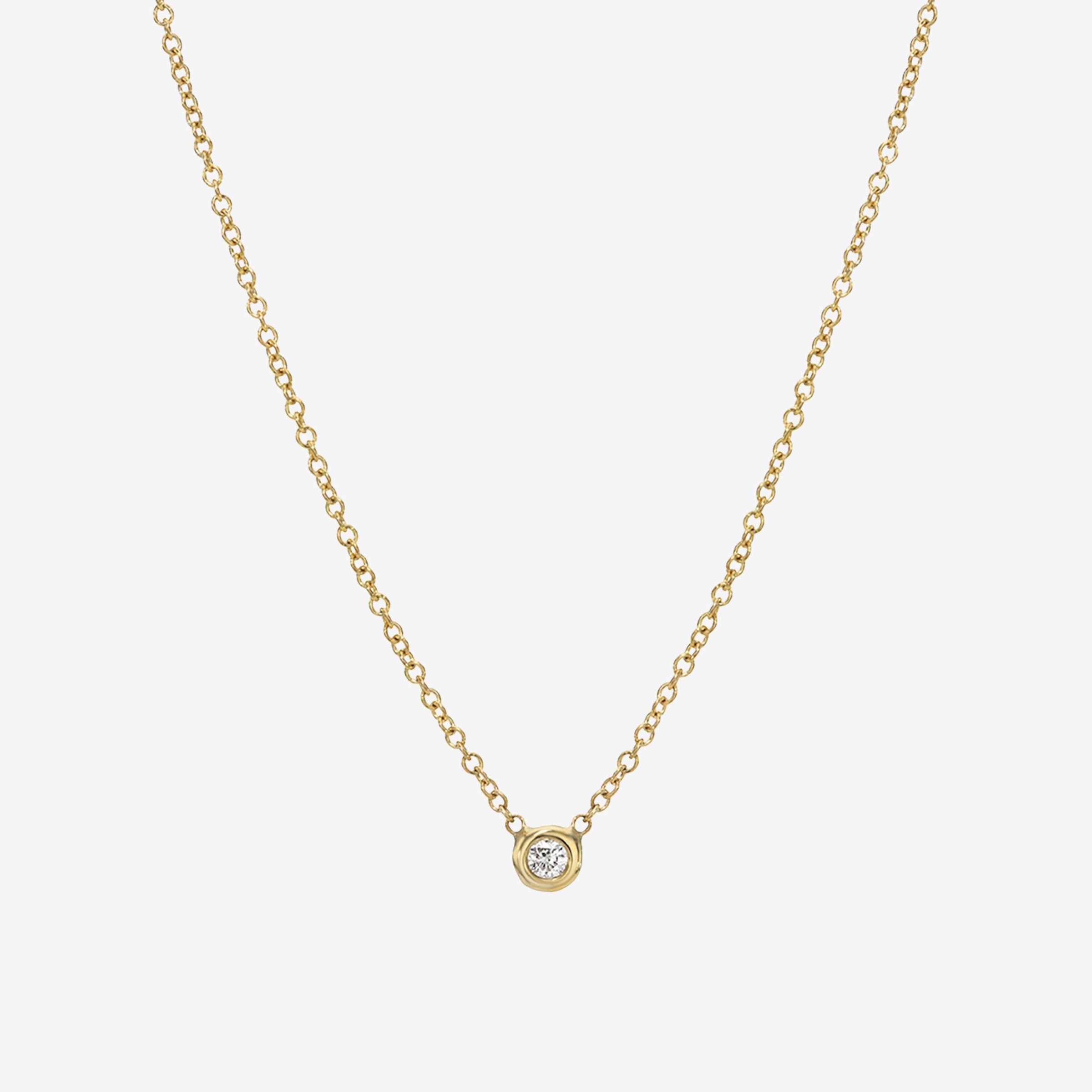 Collar infantil con mini diamante en bisel en oro de 14K, foto 1