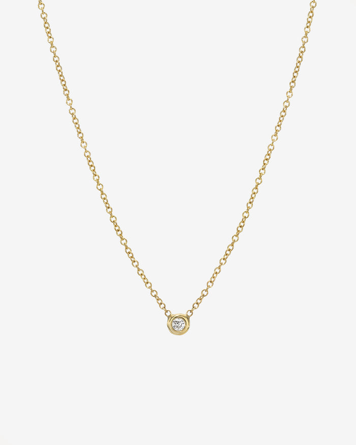 Collar infantil con mini diamante en bisel en oro de 14K, foto 1