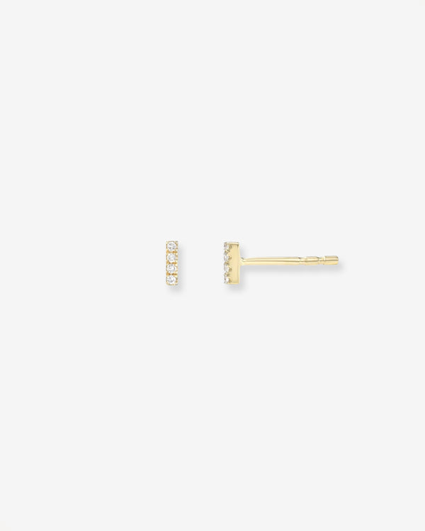 14K Gold Mini Diamond Bar Stud Earrings, photo 1