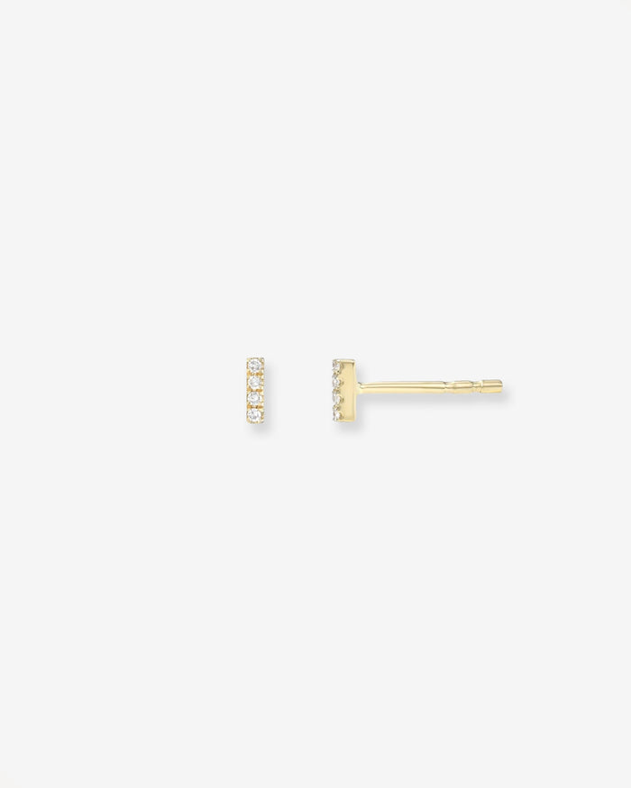 14K Gold Mini Diamond Bar Stud Earrings, photo 1