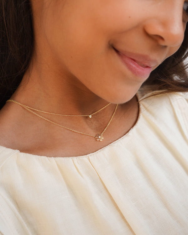 Collar infantil con mini diamante en bisel en oro de 14K, foto 2