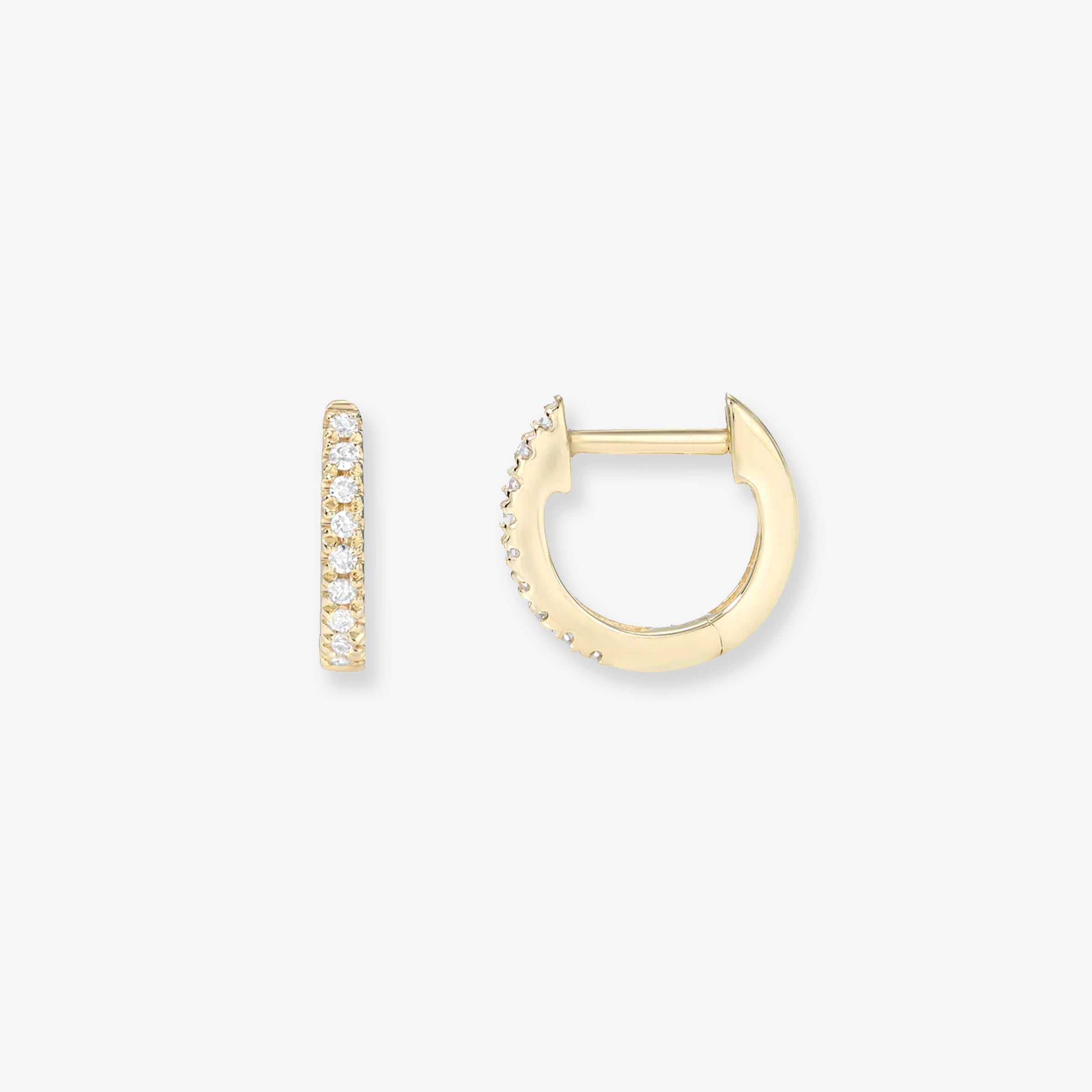 14K Gold Mini Diamond Huggie Earrings, photo 1