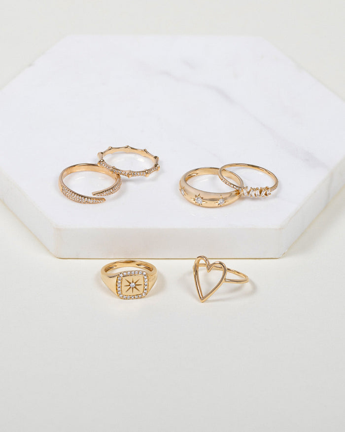 Anillo de corazón abierto en oro de 14K, foto 3