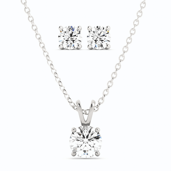 Moissanite Earrings and Pendant Set in Gold-Plated Silver, photo 2