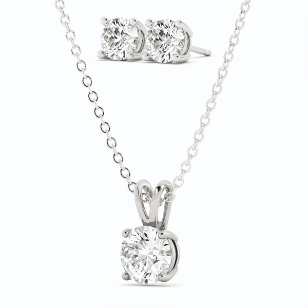 Moissanite Earrings and Pendant Set in Gold-Plated Silver, photo 1