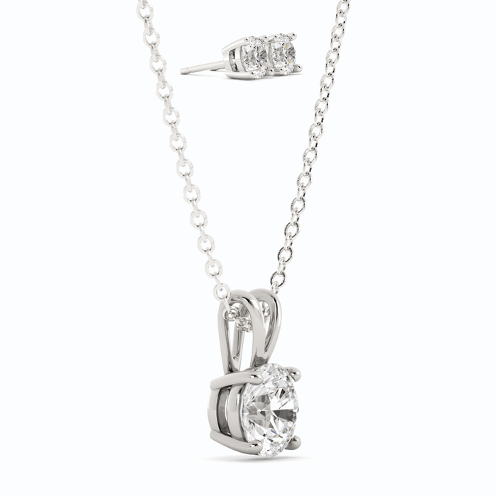 Conjunto de aretes y dije de moissanita en plata bañada en oro, foto 4