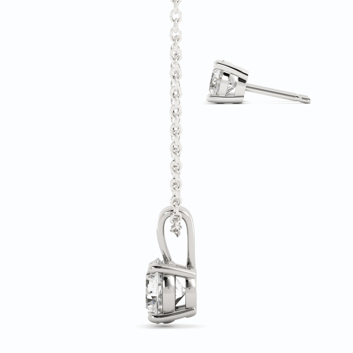 Conjunto de aretes y dije de moissanita en plata bañada en oro, foto 3