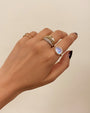 14K Gold Rainbow Moonstone Diamond Halo Ring, photo 2