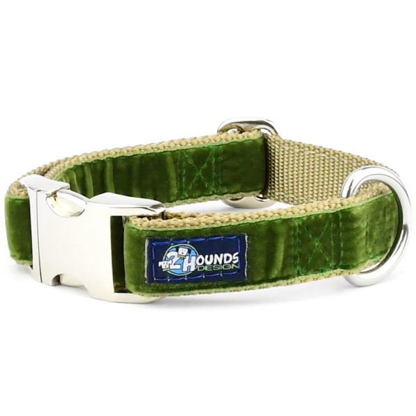 Moss Green Velvet Essential Martingale Dog Collar, photo 1
