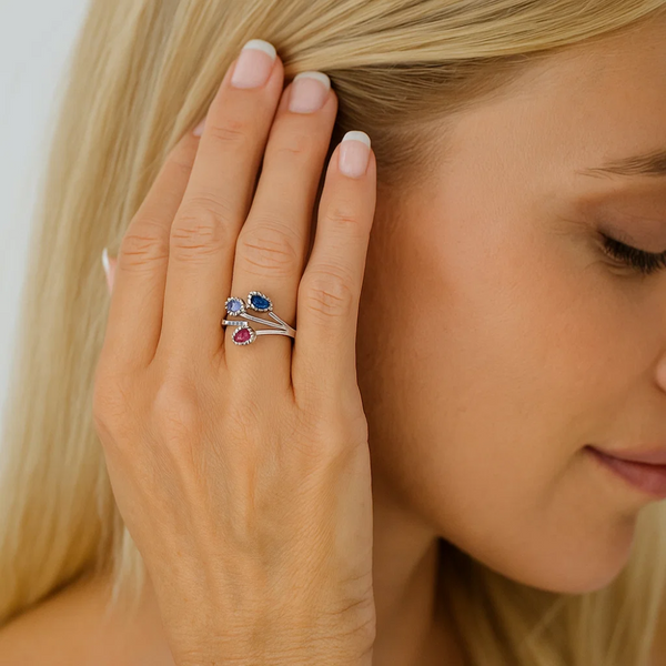 Multicolor Cubic Zirconia Flower Ring, photo 2