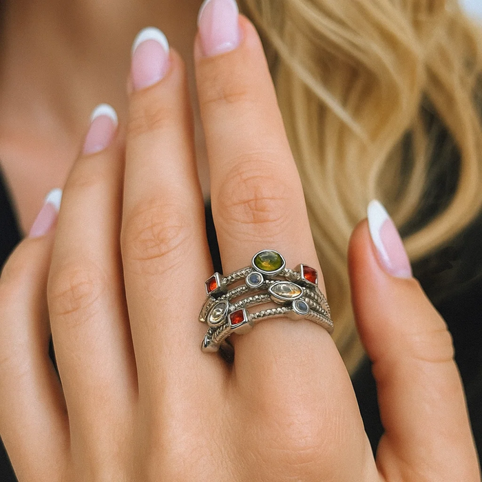 Stackable Look Multicolor Cubic Zirconia Ring, photo 2