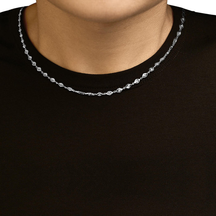 Collar de estaciones marquesa con diamantes de 3/8 ct. p.t. en plata de ley, foto 3