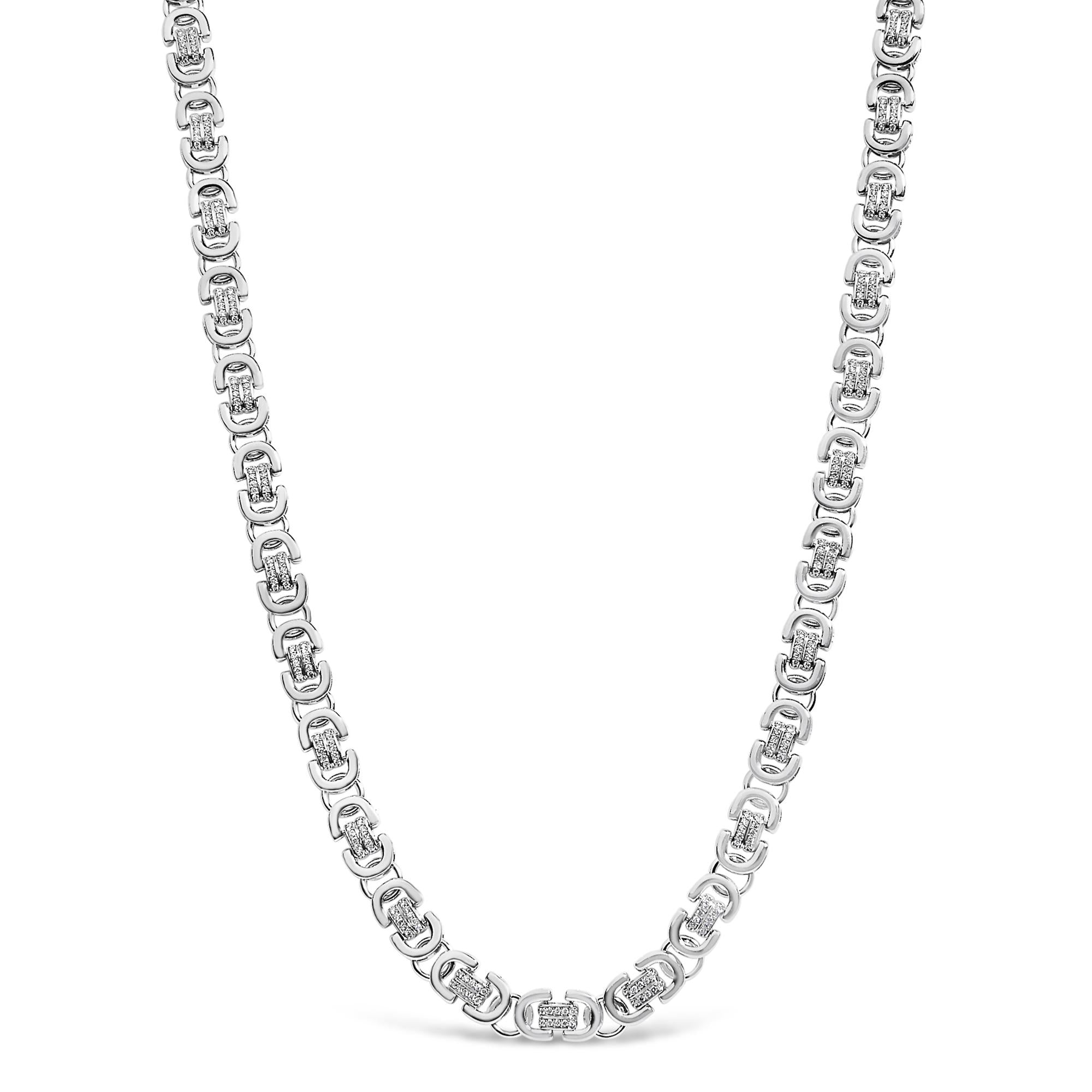Collar de estaciones de eternidad para hombre con diamantes de 2 1/2 ct. p.t. en plata de ley, foto 1