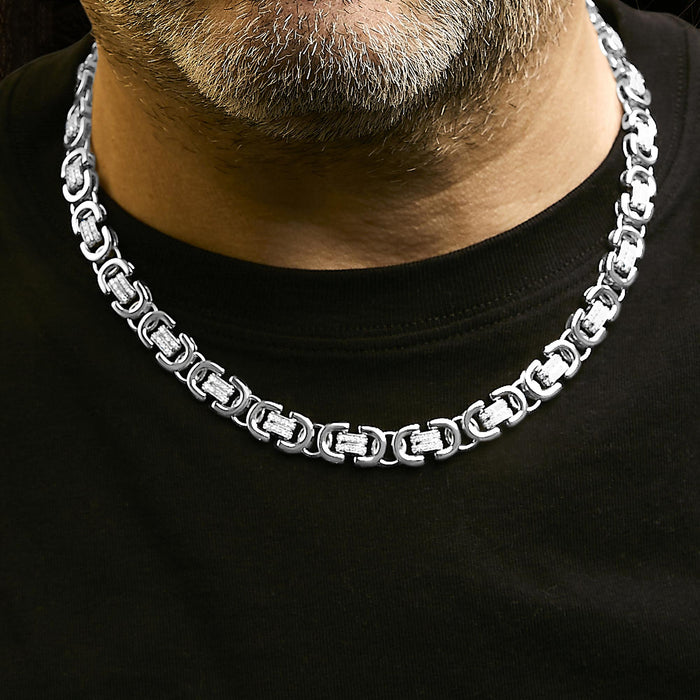 Collar de estaciones de eternidad para hombre con diamantes de 2 1/2 ct. p.t. en plata de ley, foto 3