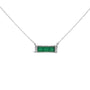 Collar con colgante de barra con detalle de diamante y ágata verde en plata de ley, foto 1