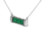 Collar con colgante de barra con detalle de diamante y ágata verde en plata de ley, foto 4