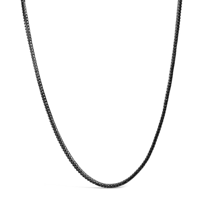 Collar tenis con ónix negro para hombre en plata de ley, foto 1