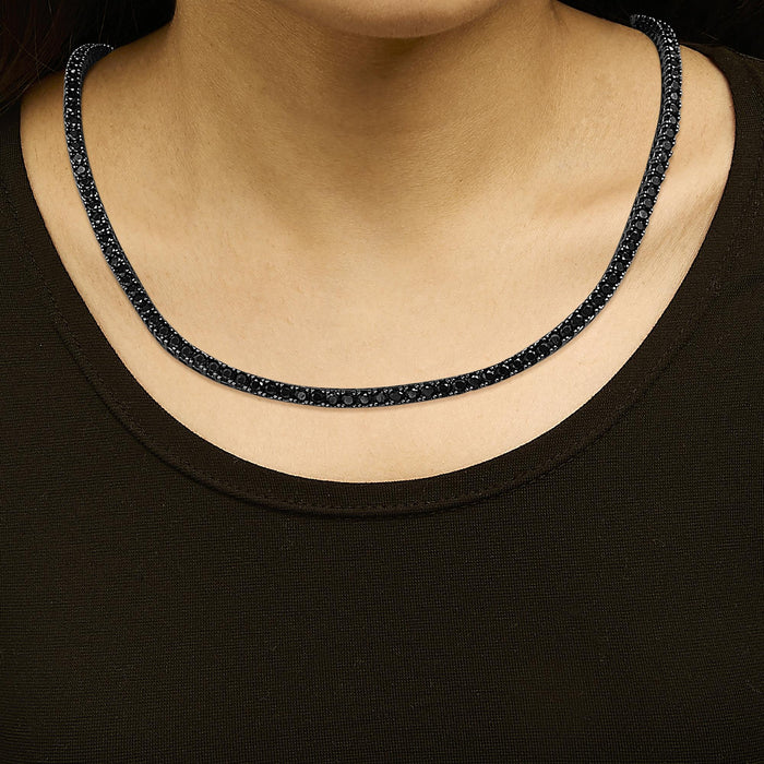 Collar tenis con ónix negro para hombre en plata de ley, foto 3