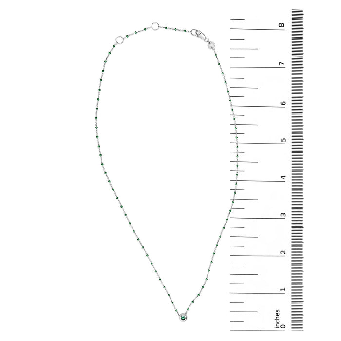 Collar de cadena con cuentas de esmeralda creada en laboratorio en plata de ley, foto 4