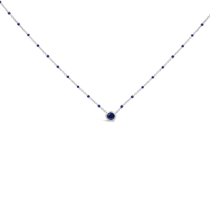 Collar de cadena con cuentas de zafiro creado en laboratorio en plata de ley, 18 pulg., foto 1