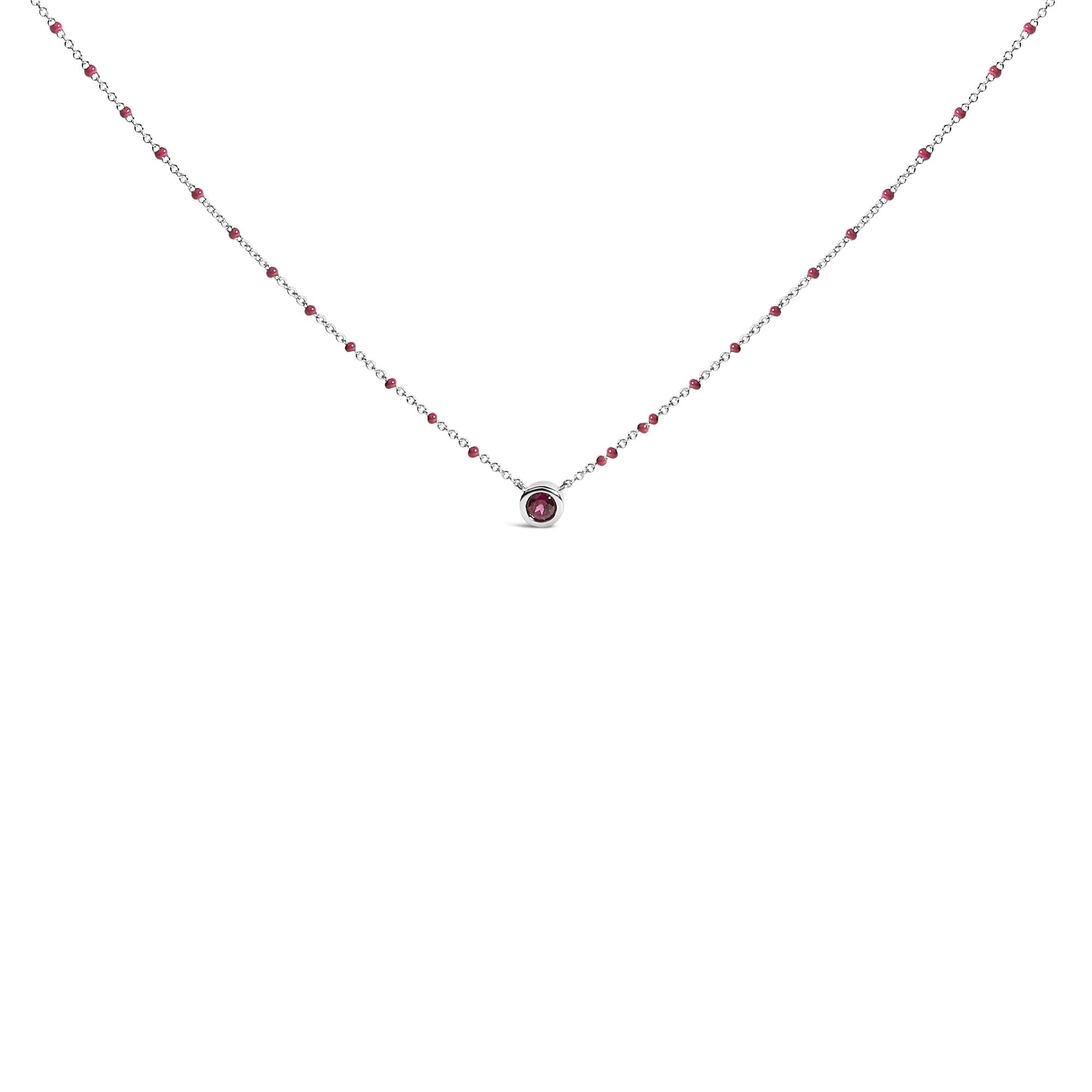 Collar de cadena con cuentas de rodolita y esmalte en plata de ley, 18 pulg., foto 1