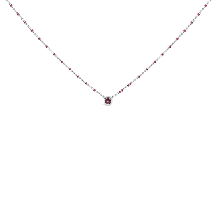 Collar de cadena con cuentas de rodolita y esmalte en plata de ley, 18 pulg., foto 1
