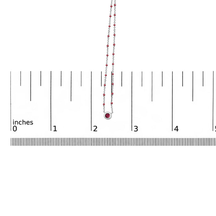 Collar de cadena con cuentas de rodolita y esmalte en plata de ley, 18 pulg., foto 5