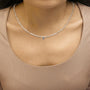 Collar de estaciones con cuentas de piedra de luna y detalle de diamante en plata de ley, foto 3
