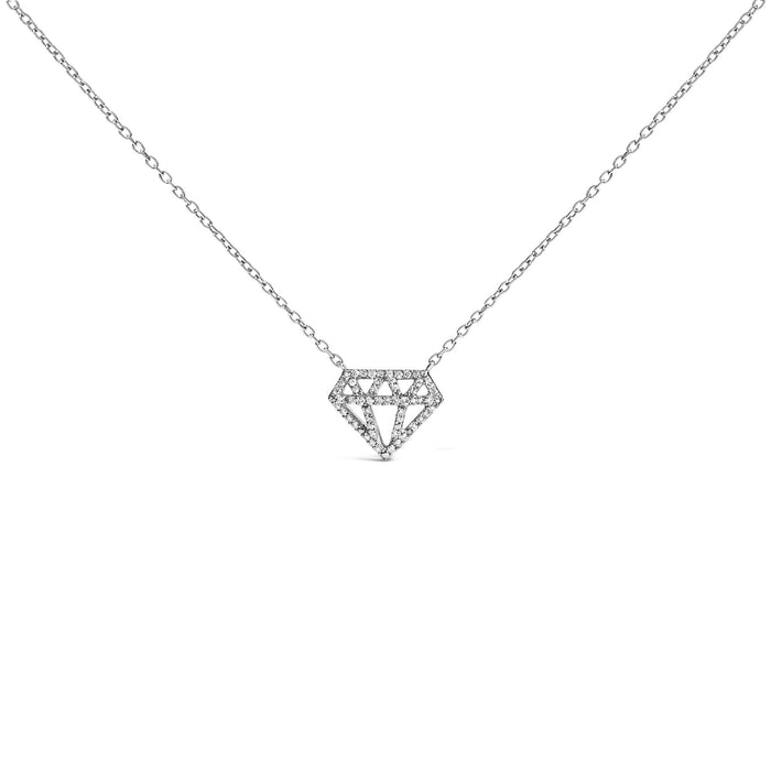 Collar con colgante en forma de diamante con diamantes de 1/6 ct. p.t. en plata de ley, foto 1