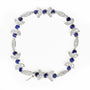 1 3/4 Ct. T.W. Diamond and 3x3mm Round Blue Sapphire Gemstone Floral Link Bracelet in 18K White Gold, photo 2