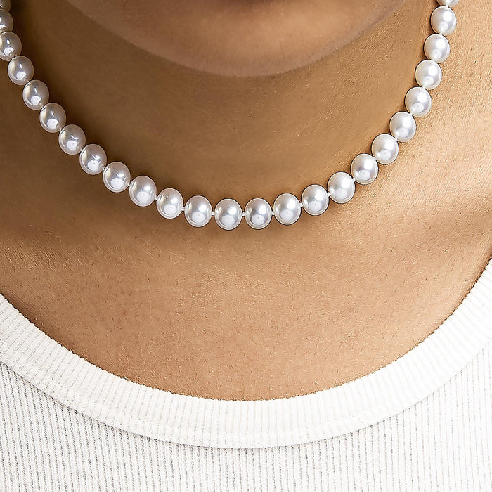 8.0x8.5mm Akoya Cultured Pearl Strand Necklace in 14K Gold, photo 5