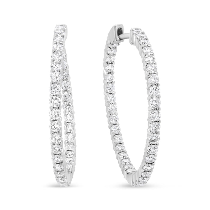 3 5/8 Ct. T.W. Round Diamond Curved Inside-Outside Hoop Earrings in 18K White Gold, photo 1
