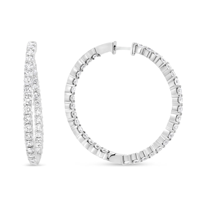 3 5/8 Ct. T.W. Round Diamond Curved Inside-Outside Hoop Earrings in 18K White Gold, photo 2