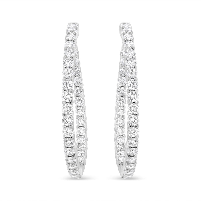 3 5/8 Ct. T.W. Round Diamond Curved Inside-Outside Hoop Earrings in 18K White Gold, photo 4