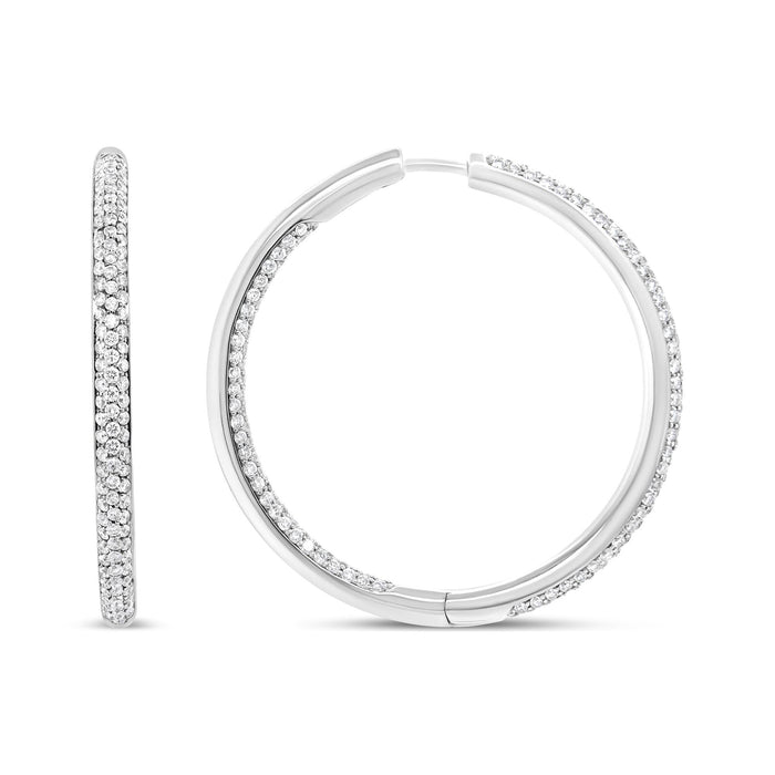 2 Ct. T.W. Round-Cut Diamond Inner-Outer Hoop Earrings in 18K White Gold, photo 1