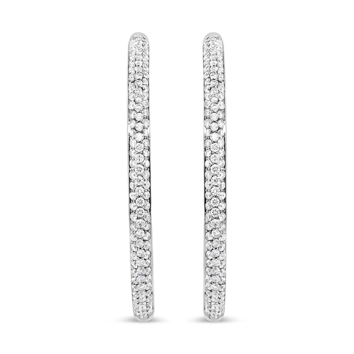 2 Ct. T.W. Round-Cut Diamond Inner-Outer Hoop Earrings in 18K White Gold, photo 2