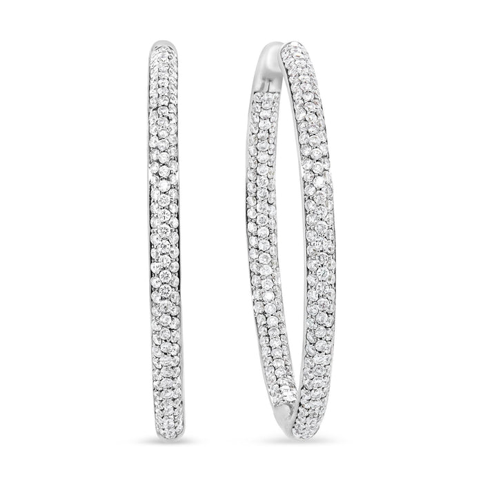2 Ct. T.W. Round-Cut Diamond Inner-Outer Hoop Earrings in 18K White Gold, photo 4