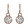 Aretes colgantes de racimo redondo con cierre de palanca y diamantes de 1 1/2 ct. p.t. en oro rosa de 18K, foto 1