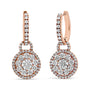 Aretes colgantes de racimo redondo con cierre de palanca y diamantes de 1 1/2 ct. p.t. en oro rosa de 18K, foto 2