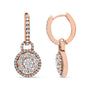 Aretes colgantes de racimo redondo con cierre de palanca y diamantes de 1 1/2 ct. p.t. en oro rosa de 18K, foto 4
