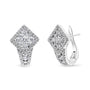 Aretes de aro Huggie de racimo con halo y diamantes redondos de 1 1/10 ct. p.t. en oro blanco de 18K, foto 1