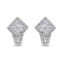 Aretes de aro Huggie de racimo con halo y diamantes redondos de 1 1/10 ct. p.t. en oro blanco de 18K, foto 2
