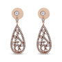 Aretes de botón colgantes en forma de lágrima con cierre de rosca y diamantes de 1 1/4 ct. p.t. en oro rosa de 18K, foto 1